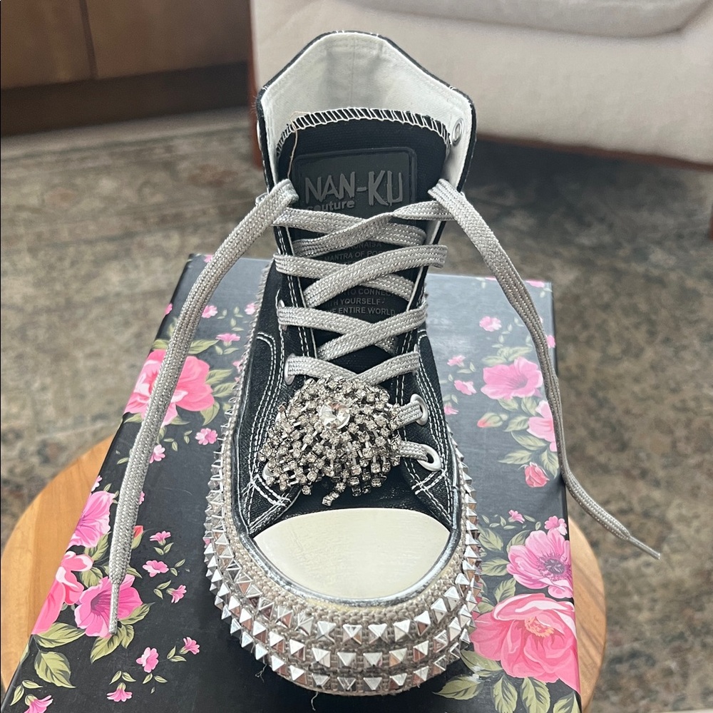 Black and Silver Studded Sneakers
